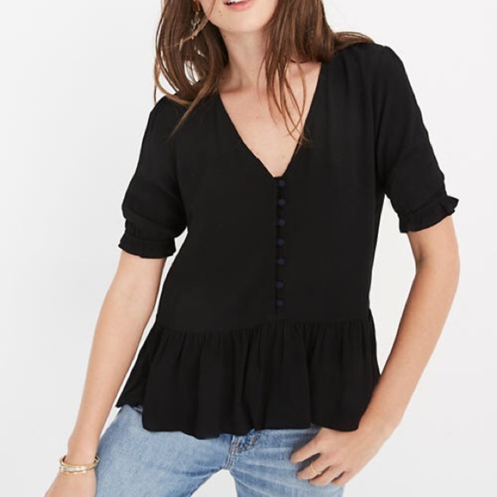Madewell Courtyard Ruffle-Hem Top NWOT